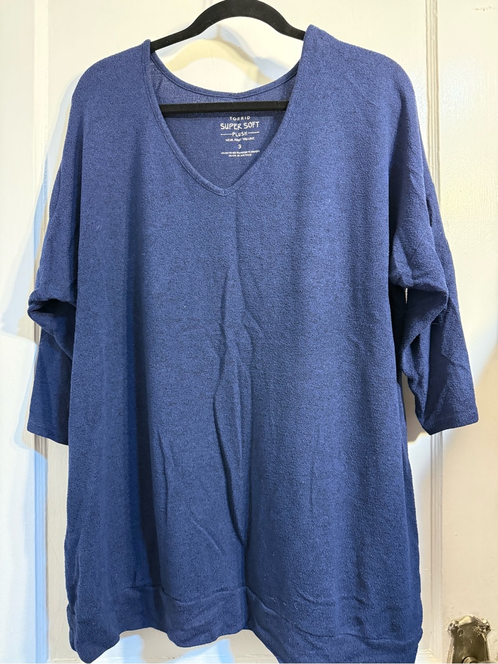 torrid Super Soft V-Neck Pullover in Blue